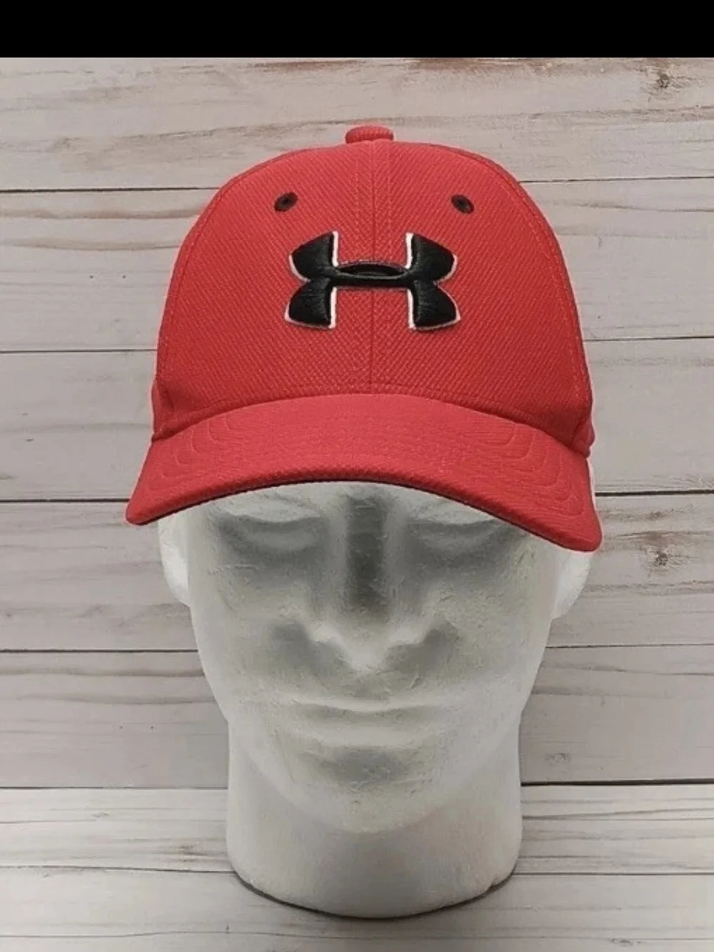 Under Armour Boys Youth S/M Red/Black Baseball Cap Embroidered Logo Hat Fitted